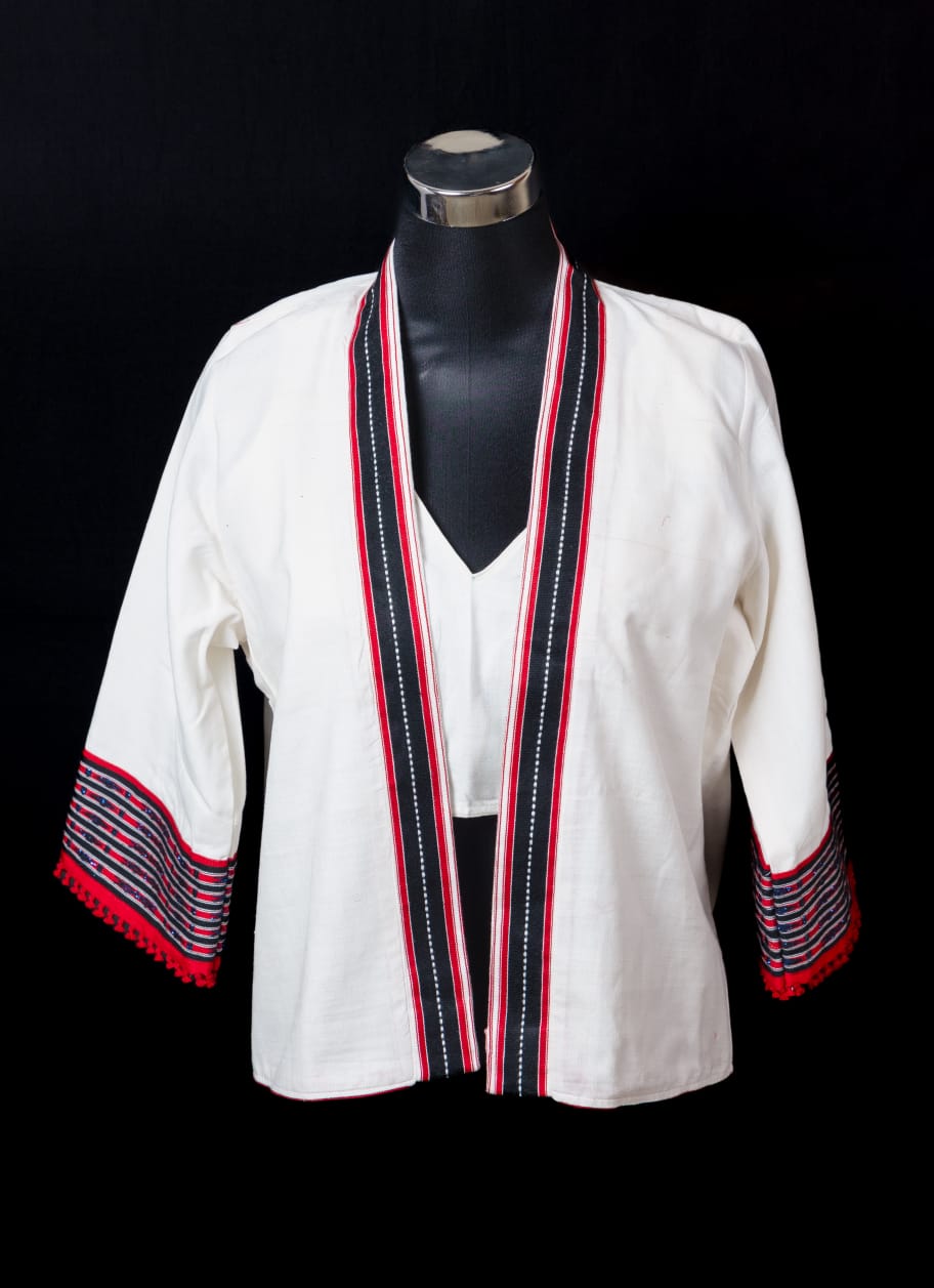 JACKET STYLE BLOUSE WITH TRADITIONAL KARBI MOTIF